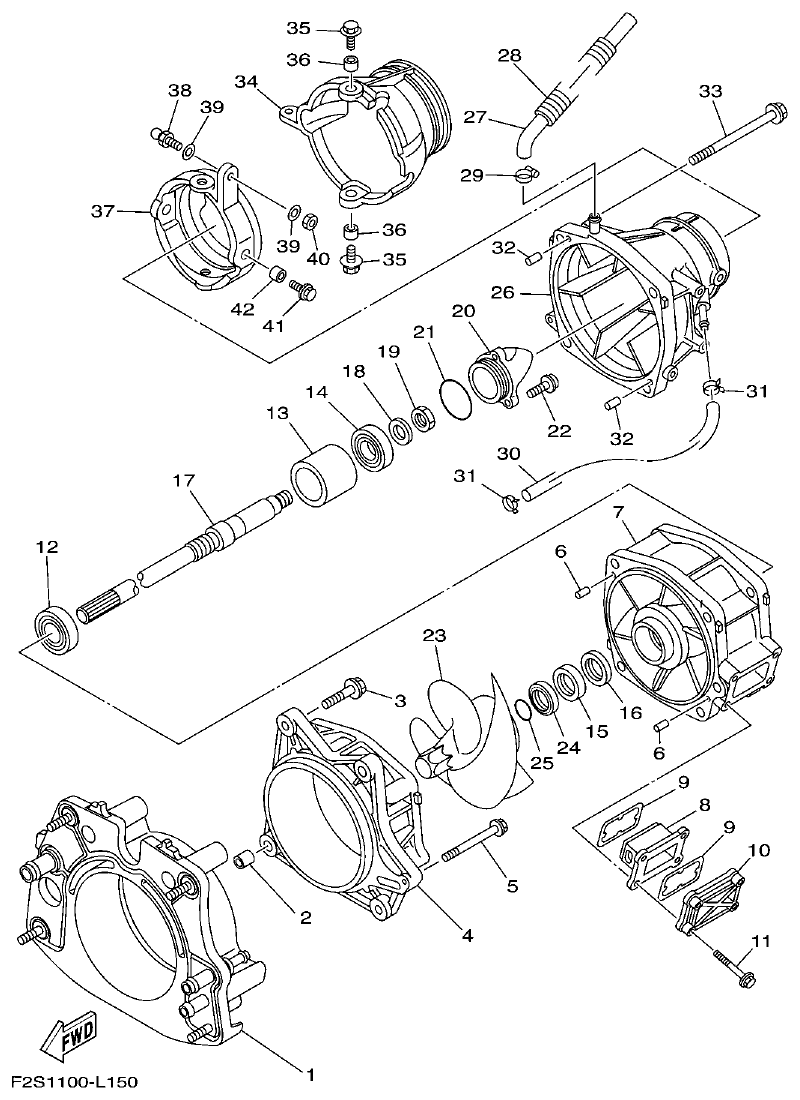 Yamaha FA1800A-M JET UNIT 1 parts diagram